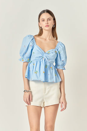 Multi Floral Embroidery Top