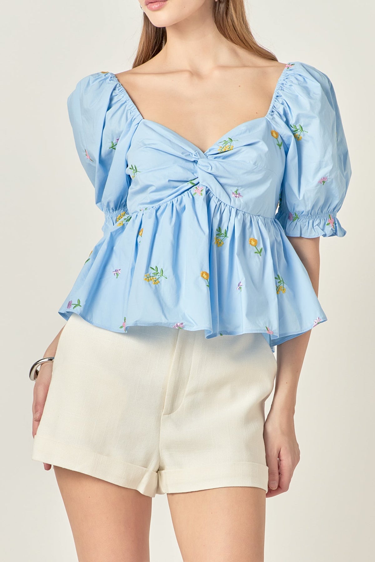 Multi Floral Embroidery Top