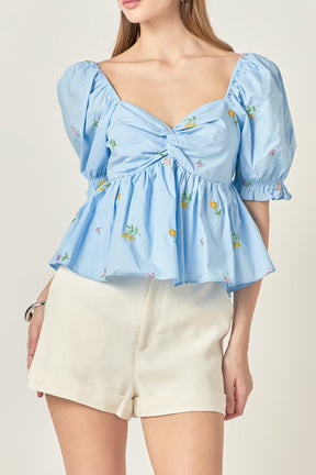 Multi Floral Embroidery Top