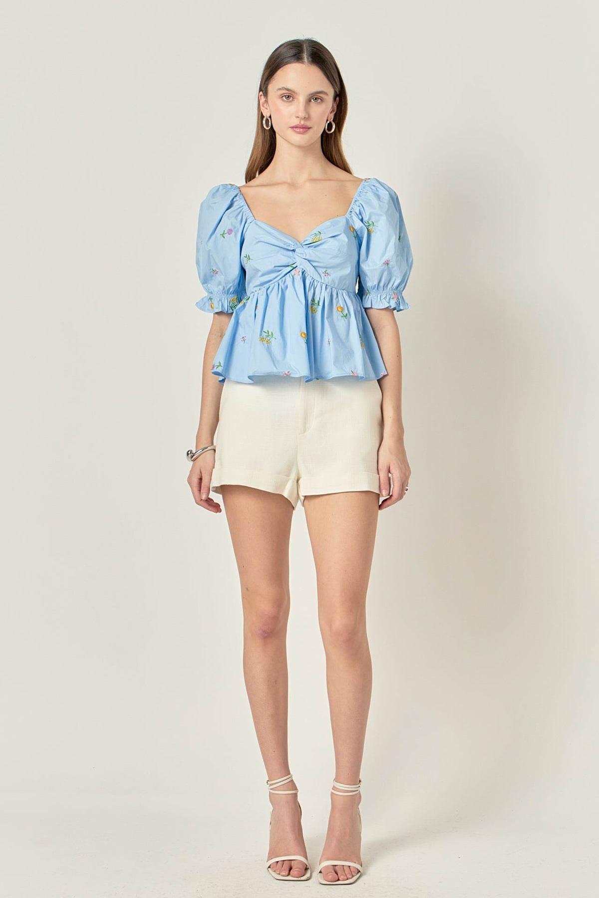 Multi Floral Embroidery Top