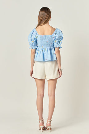 Multi Floral Embroidery Top