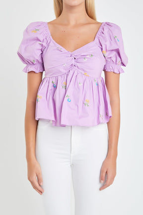 Multi Floral Embroidery Top