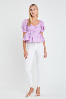 Multi Floral Embroidery Top