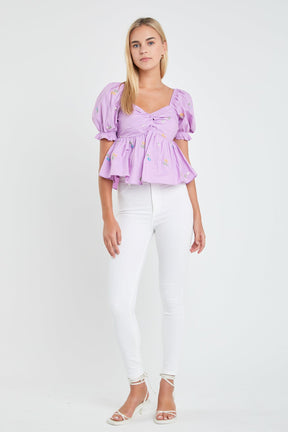 Multi Floral Embroidery Top