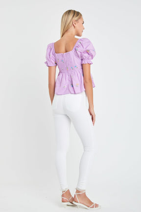 Multi Floral Embroidery Top