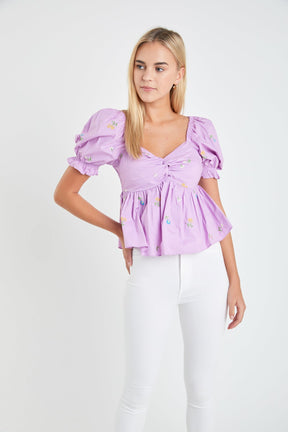 Multi Floral Embroidery Top