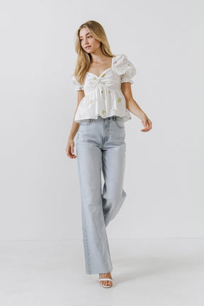 Multi Floral Embroidery Top