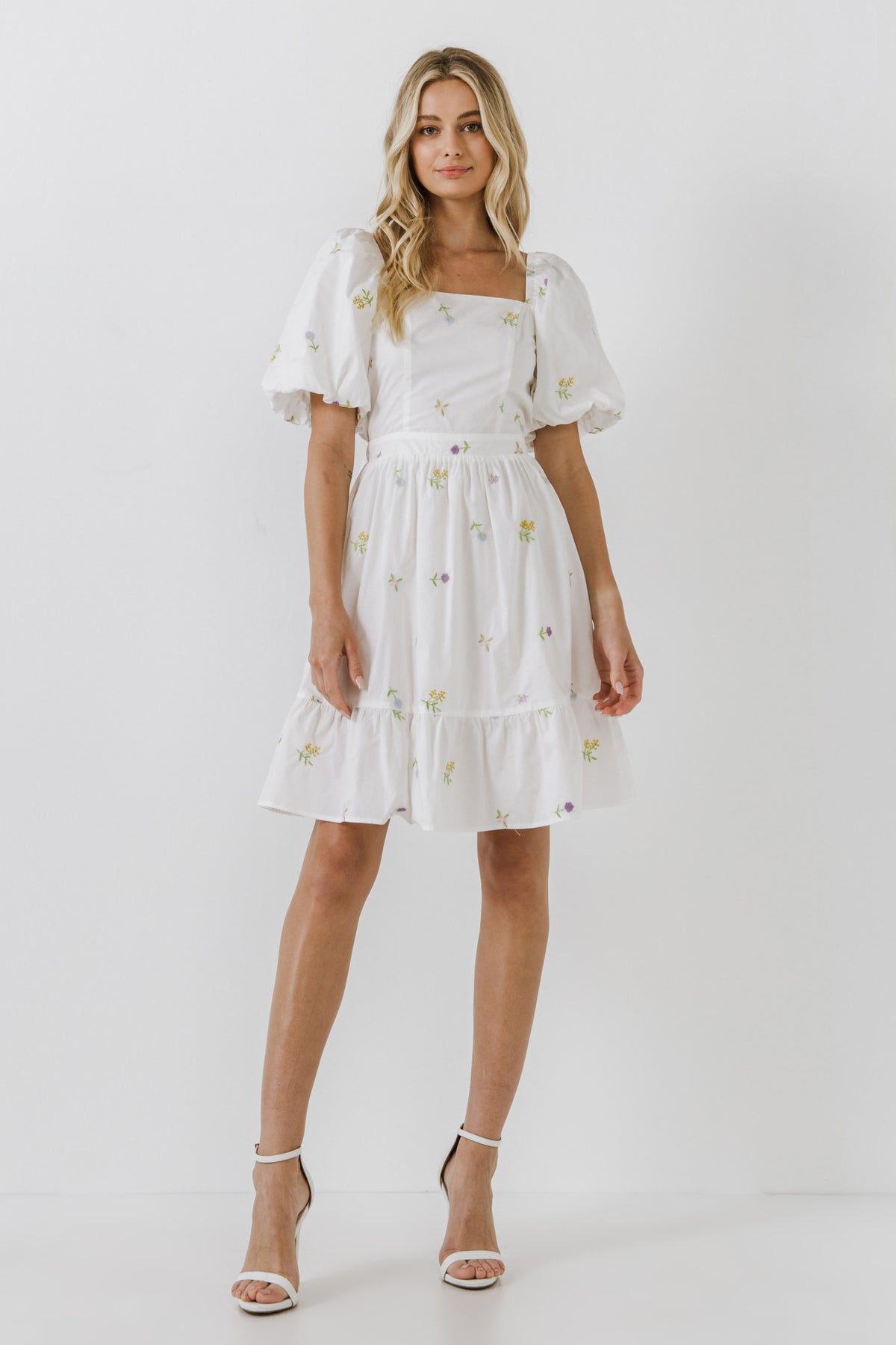 ENGLISH FACTORY - Floral Embroidery Back Tie Mini Dress - DRESSES available at Objectrare