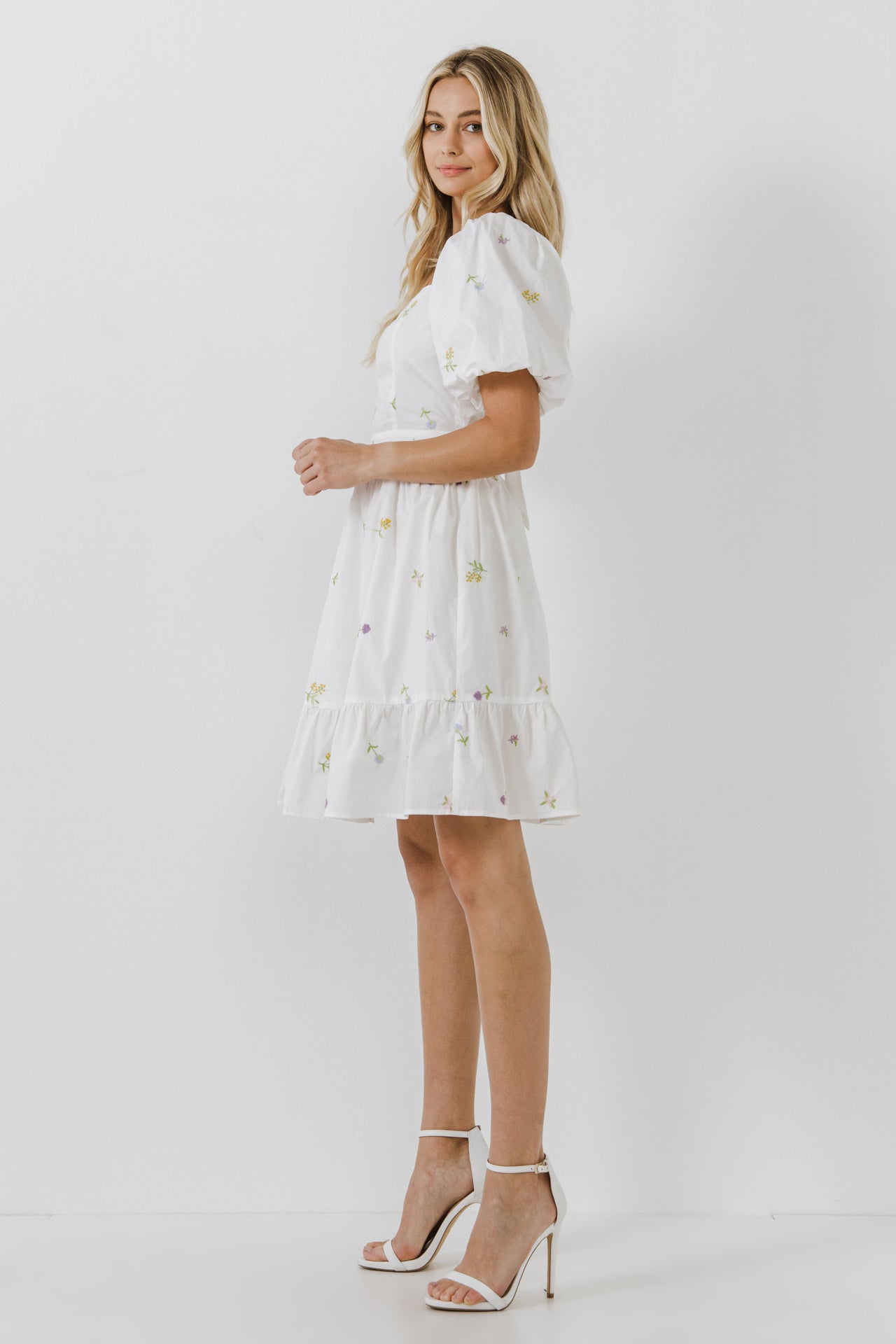 ENGLISH FACTORY - Floral Embroidery Back Tie Mini Dress - DRESSES available at Objectrare