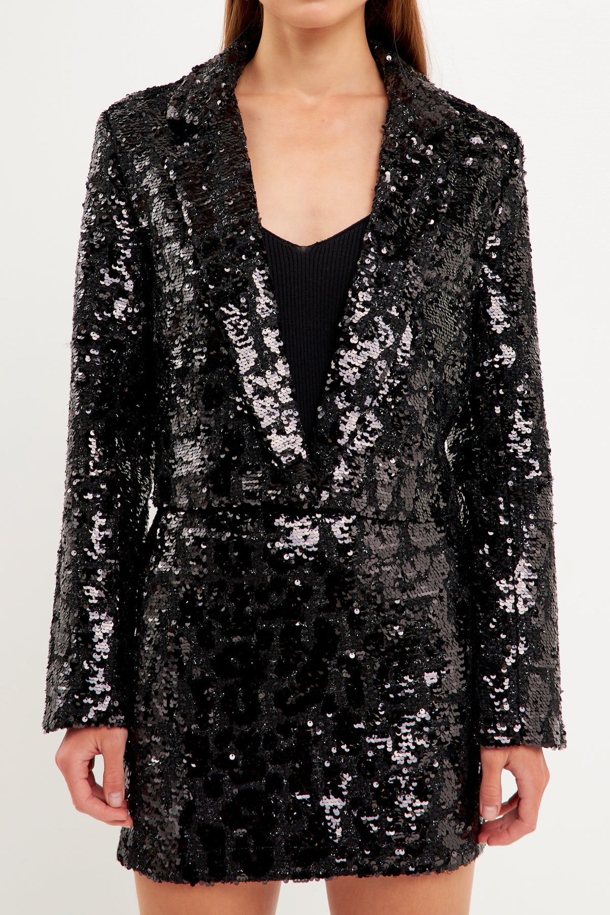 ENDLESS ROSE - Sequins Cropped Blazer - BLAZERS available at Objectrare