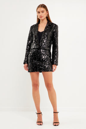 ENDLESS ROSE - Sequins Cropped Blazer - BLAZERS available at Objectrare