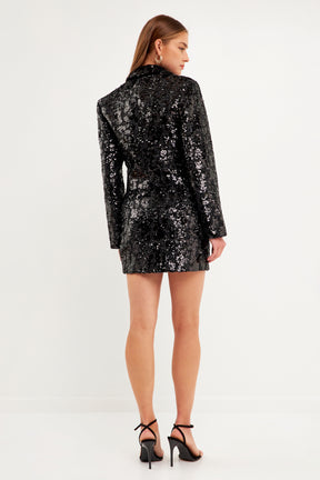 ENDLESS ROSE - Sequins Cropped Blazer - BLAZERS available at Objectrare