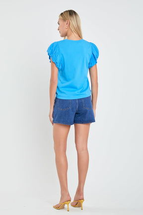 ENGLISH FACTORY - Mixed Media T-shirt - TOPS available at Objectrare