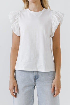 ENGLISH FACTORY - Mixed Media T-shirt - TOPS available at Objectrare