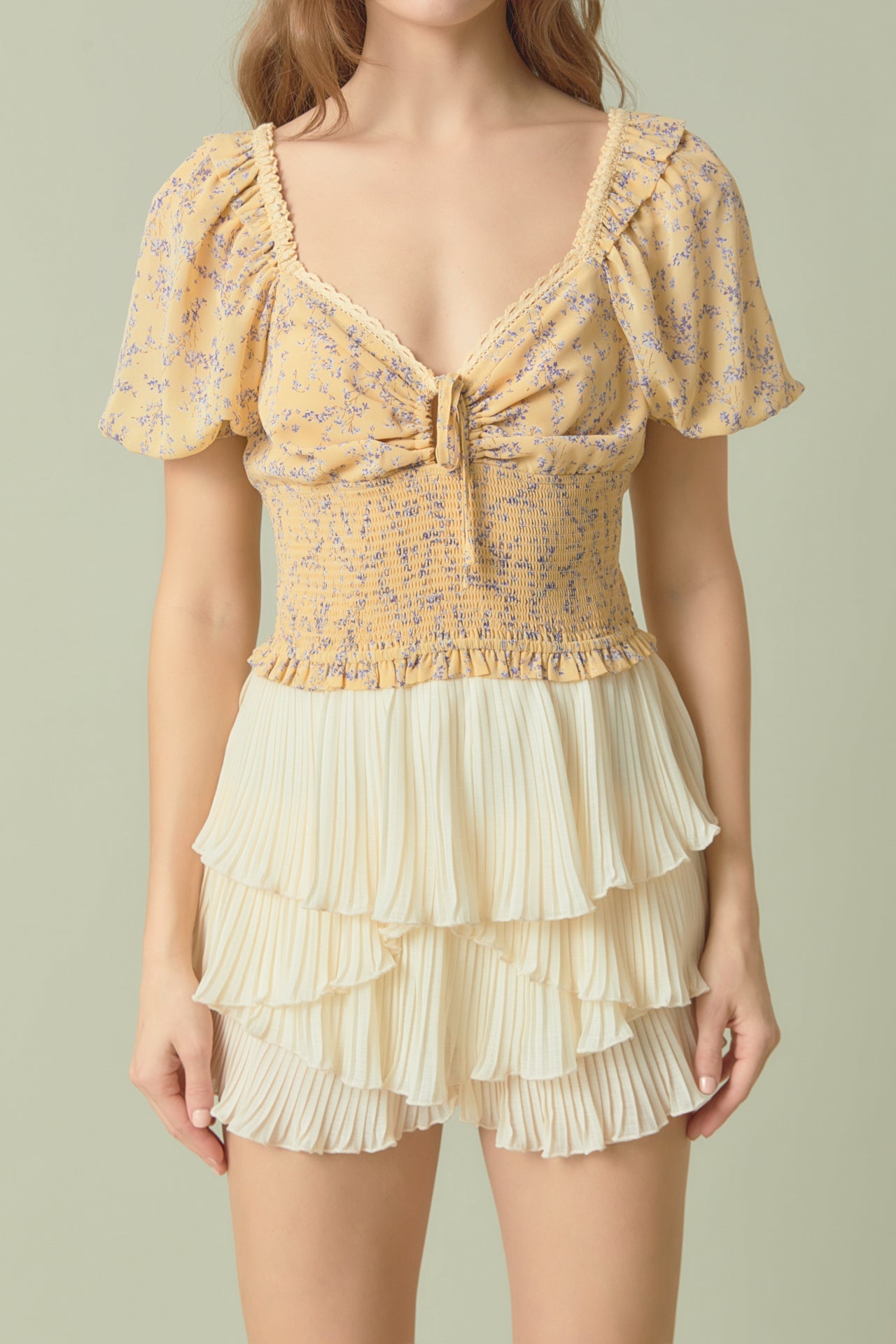 ENDLESS ROSE - Floral Chiffon Lace Trim Top - TOPS available at Objectrare