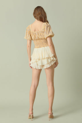 ENDLESS ROSE - Floral Chiffon Lace Trim Top - TOPS available at Objectrare