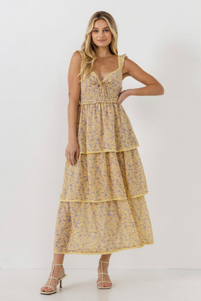 ENDLESS ROSE - Floral Lace Trim Detail Maxi Dress - DRESSES available at Objectrare