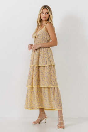 ENDLESS ROSE - Floral Lace Trim Detail Maxi Dress - DRESSES available at Objectrare