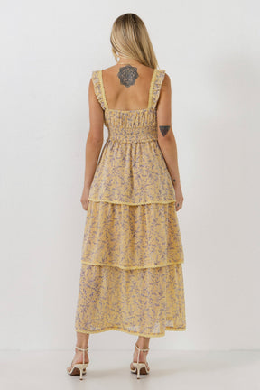 ENDLESS ROSE - Floral Lace Trim Detail Maxi Dress - DRESSES available at Objectrare