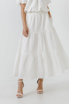 ENDLESS ROSE - Floral Textured Maxi Skirt - SKIRTS available at Objectrare