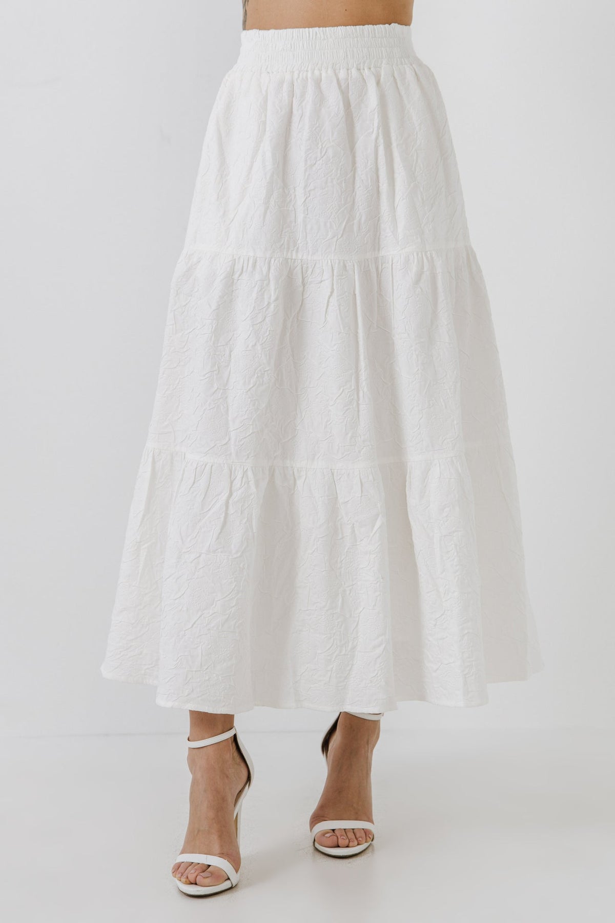 ENDLESS ROSE - Floral Textured Maxi Skirt - SKIRTS available at Objectrare