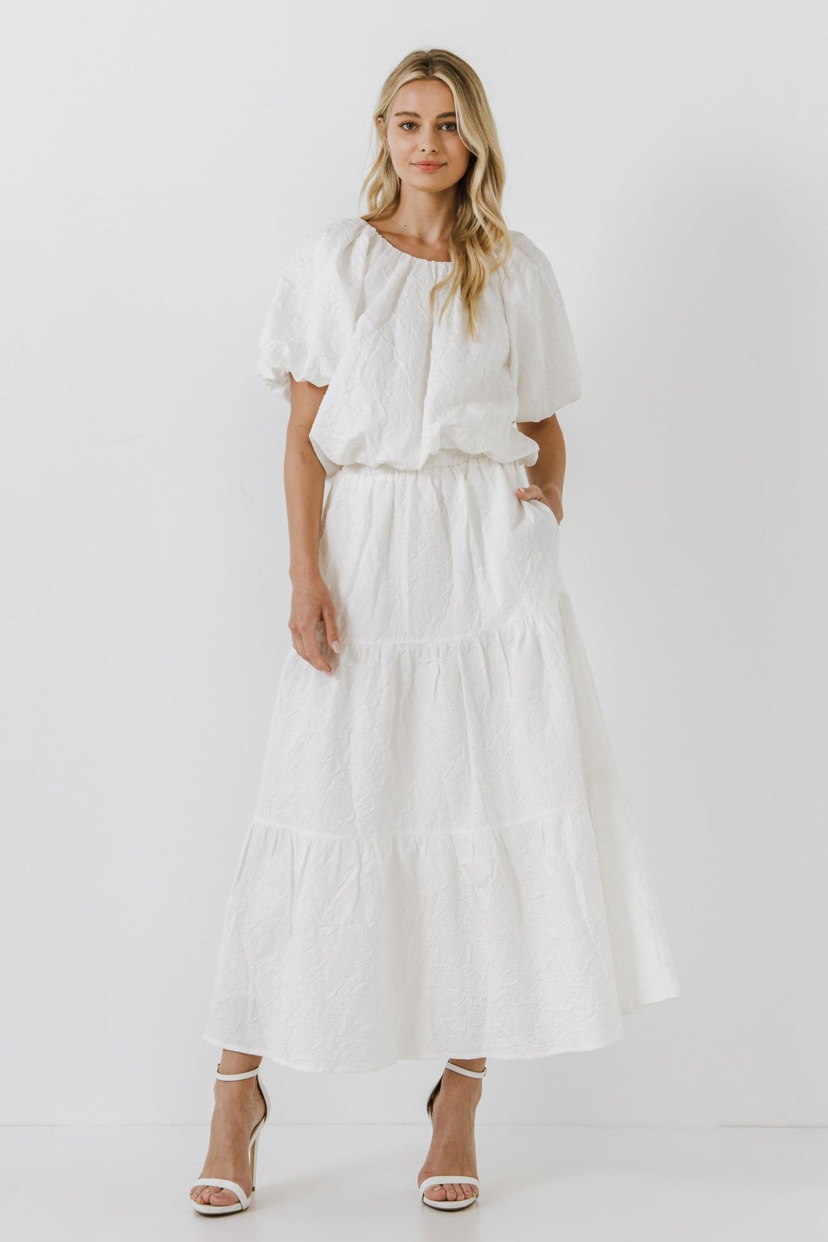 ENDLESS ROSE - Floral Textured Maxi Skirt - SKIRTS available at Objectrare