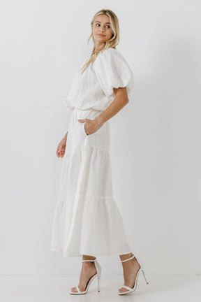 ENDLESS ROSE - Floral Textured Maxi Skirt - SKIRTS available at Objectrare