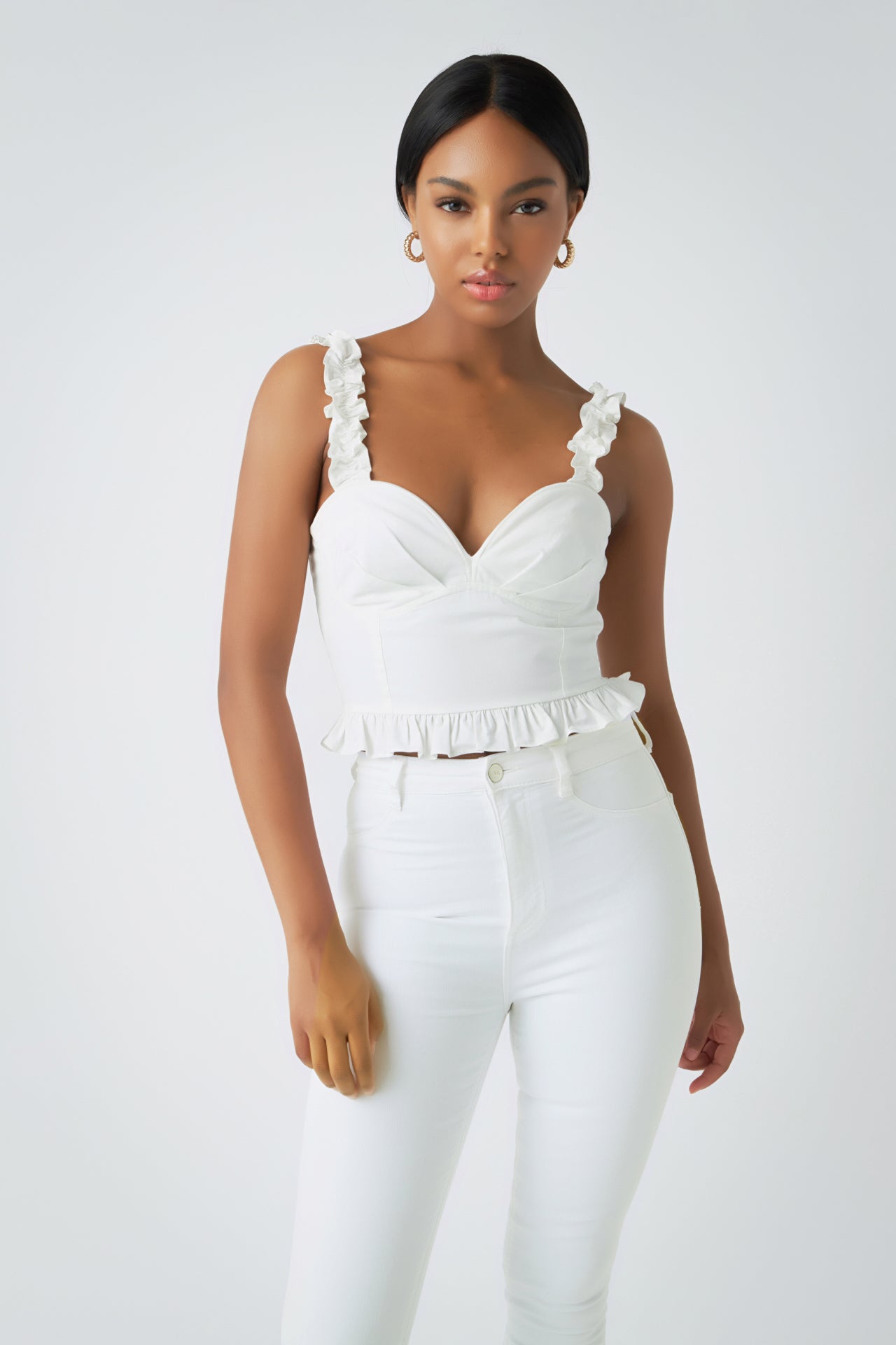 ENDLESS ROSE - Ruffle Detail Bustier Top - TOPS available at Objectrare