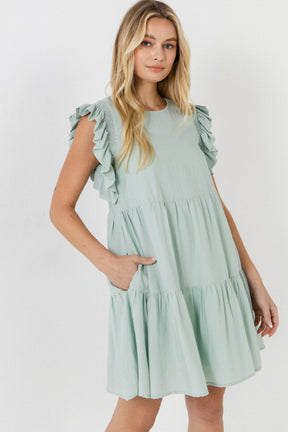 ENGLISH FACTORY - Ruffled Detail Mini Dress - DRESSES available at Objectrare