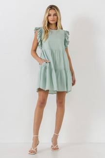 ENGLISH FACTORY - English Factory - Ruffled Detail Mini Dress - DRESSES available at Objectrare