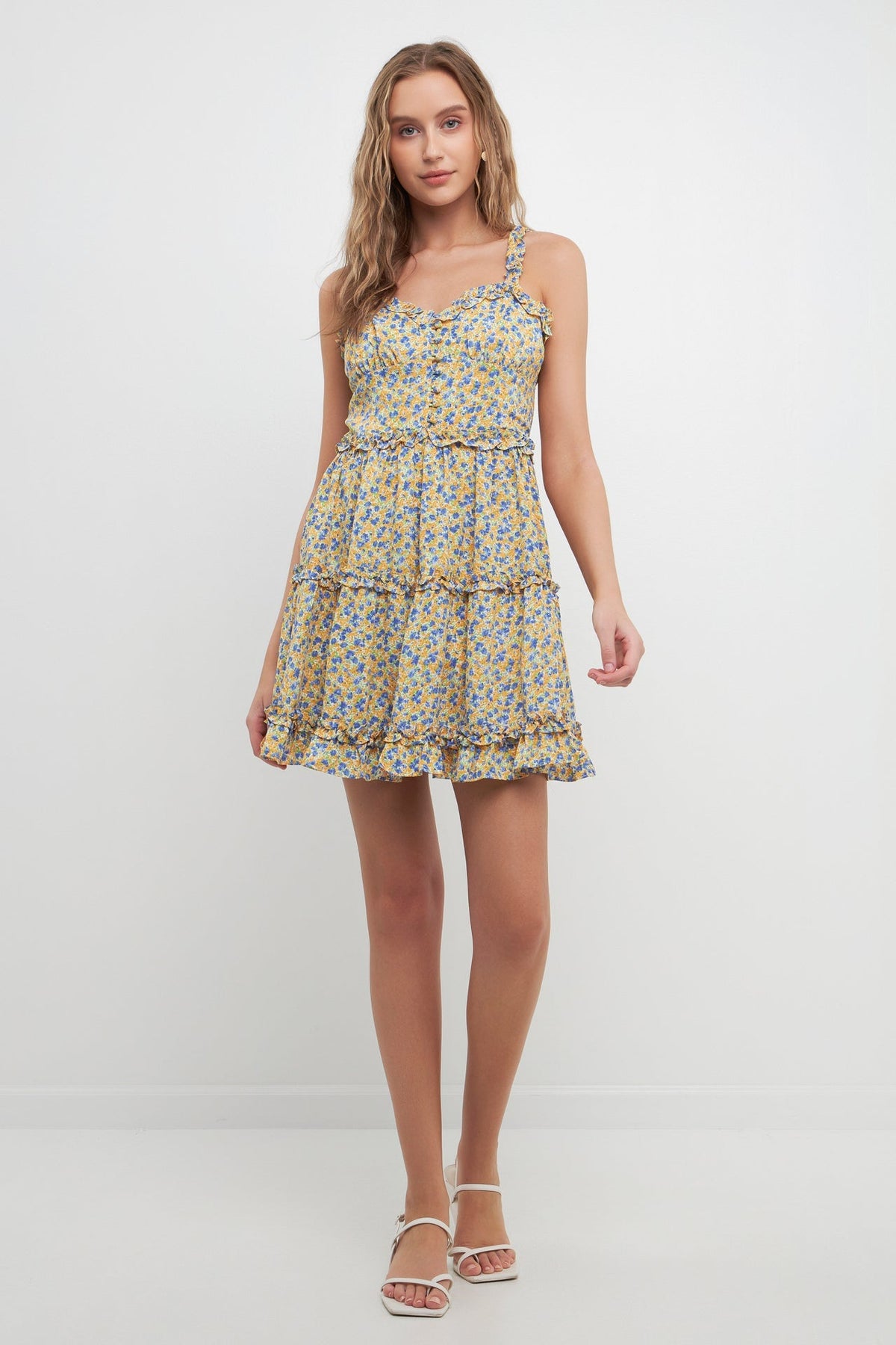 FREE THE ROSES - Floral Ruffle Detail Mini Dress - DRESSES available at Objectrare