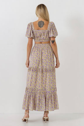 ENGLISH FACTORY - Floral Shirring Detail Long Skirt - SKIRTS available at Objectrare