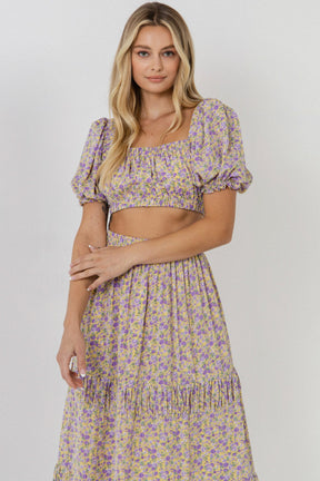 ENGLISH FACTORY - Floral Shirring Detail Long Skirt - SKIRTS available at Objectrare