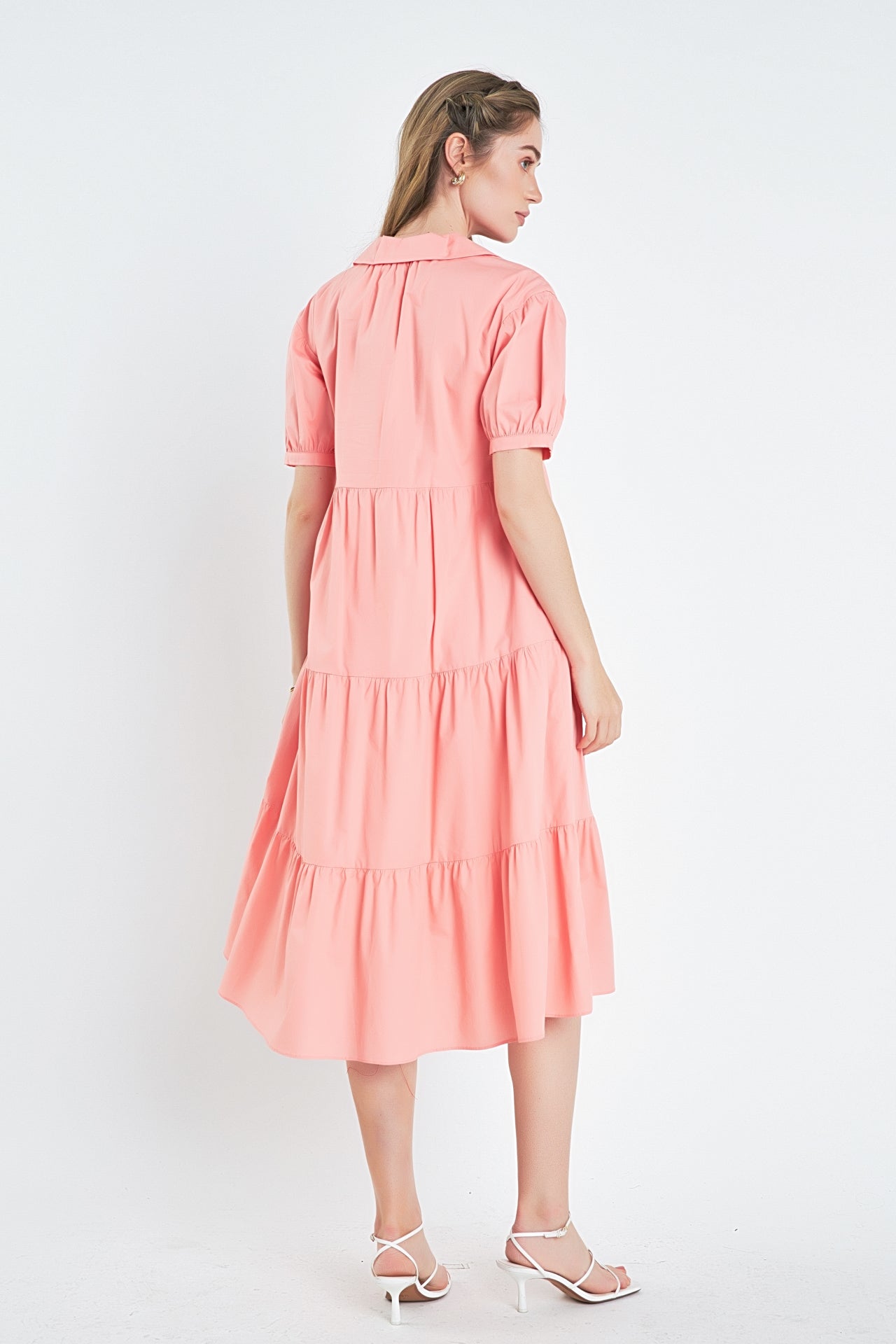 ENGLISH FACTORY - Short Puff Sleeve V-Neck Midi Dress - DRESSES available at Objectrare