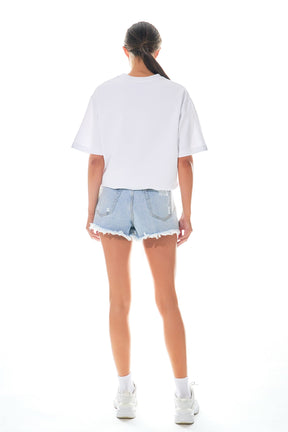 GREY LAB - Grey Lab - Destroyed Denim Shorts - SHORTS available at Objectrare