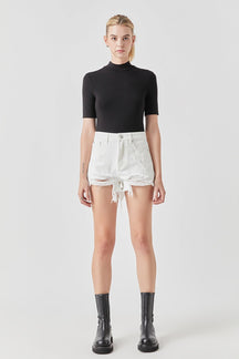 GREY LAB - Destroyed Denim Shorts - SHORTS available at Objectrare