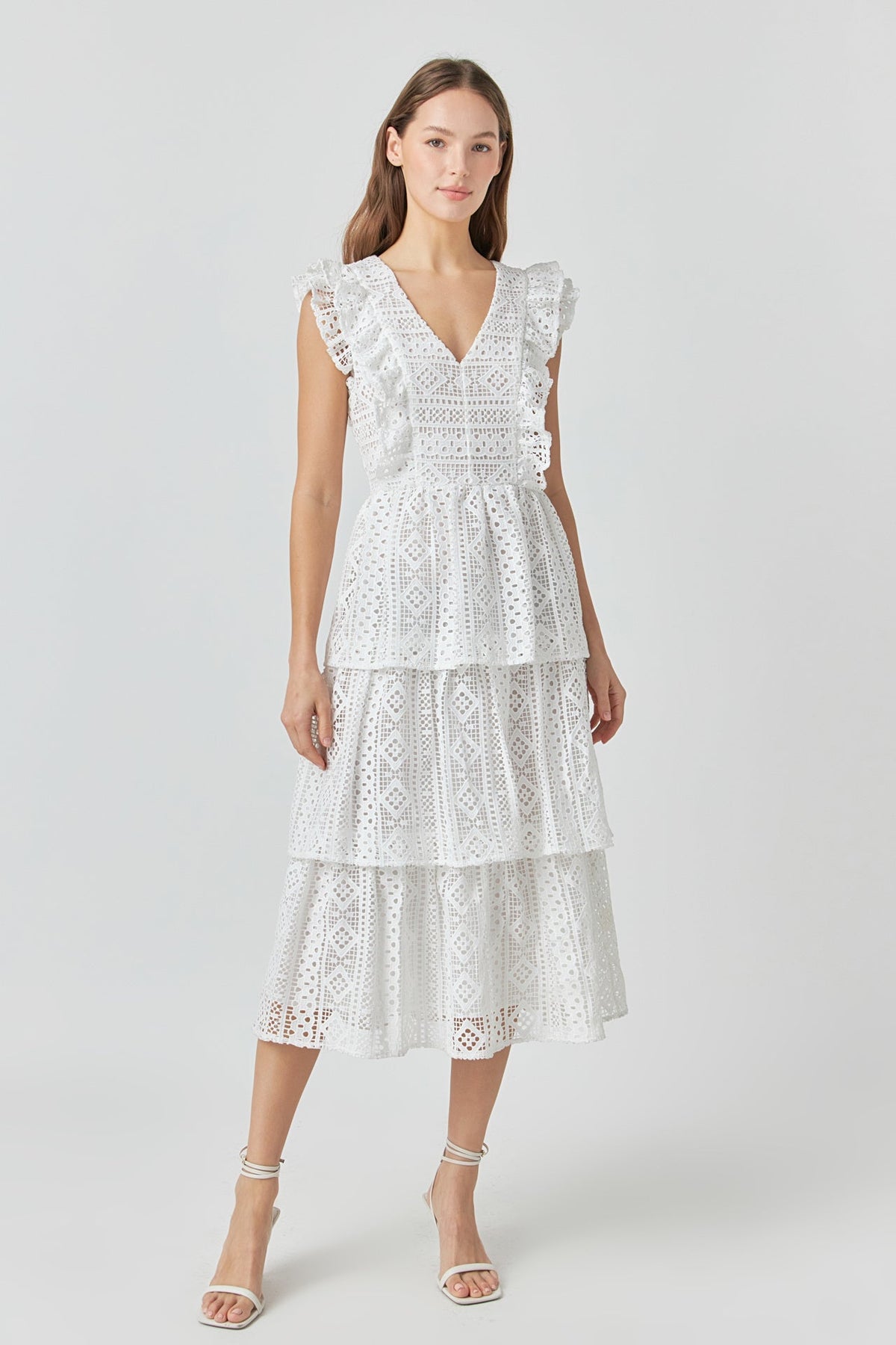 ENDLESS ROSE - Lace Tiered Midi Dress - DRESSES available at Objectrare