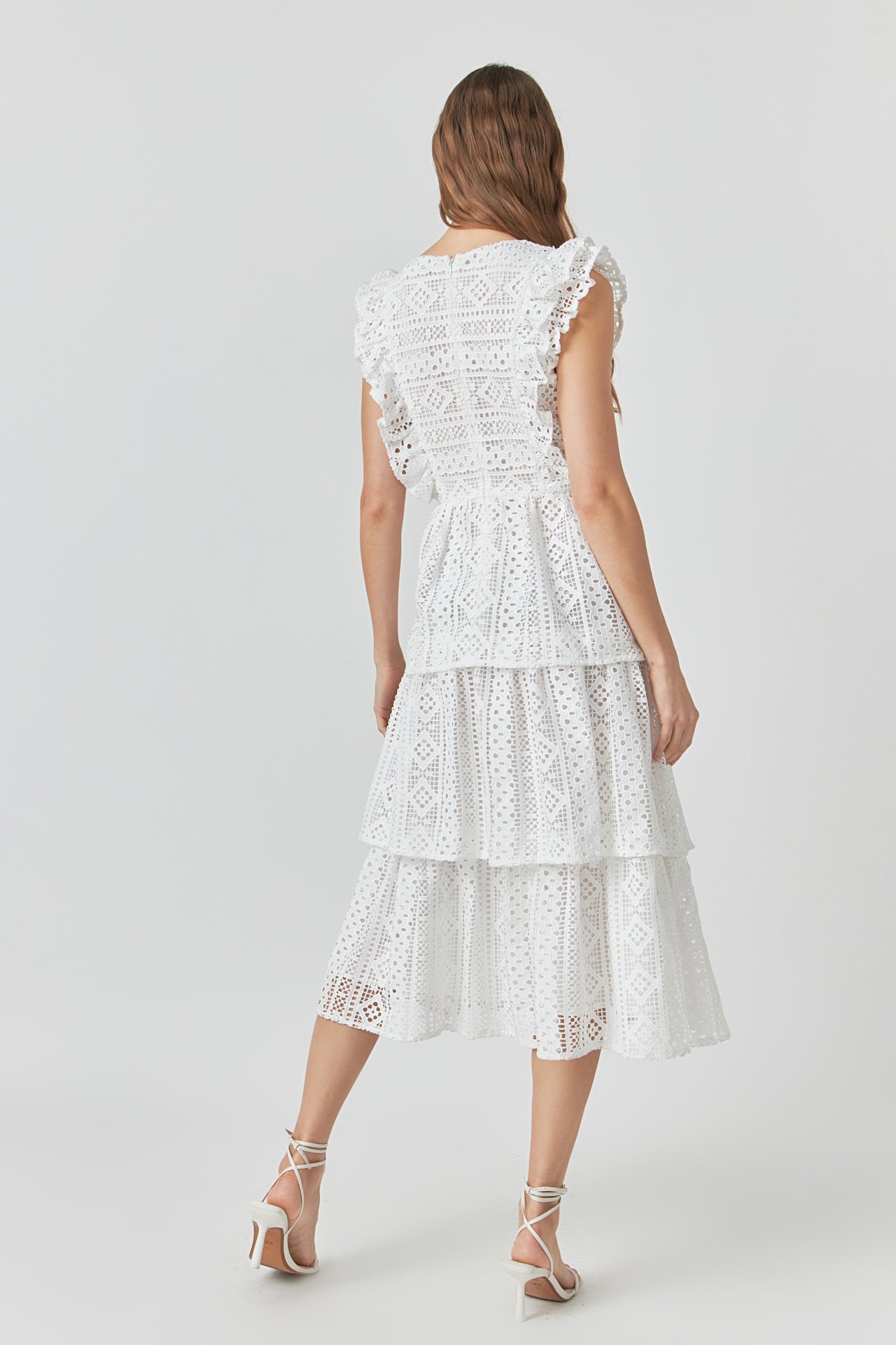 ENDLESS ROSE - Lace Tiered Midi Dress - DRESSES available at Objectrare