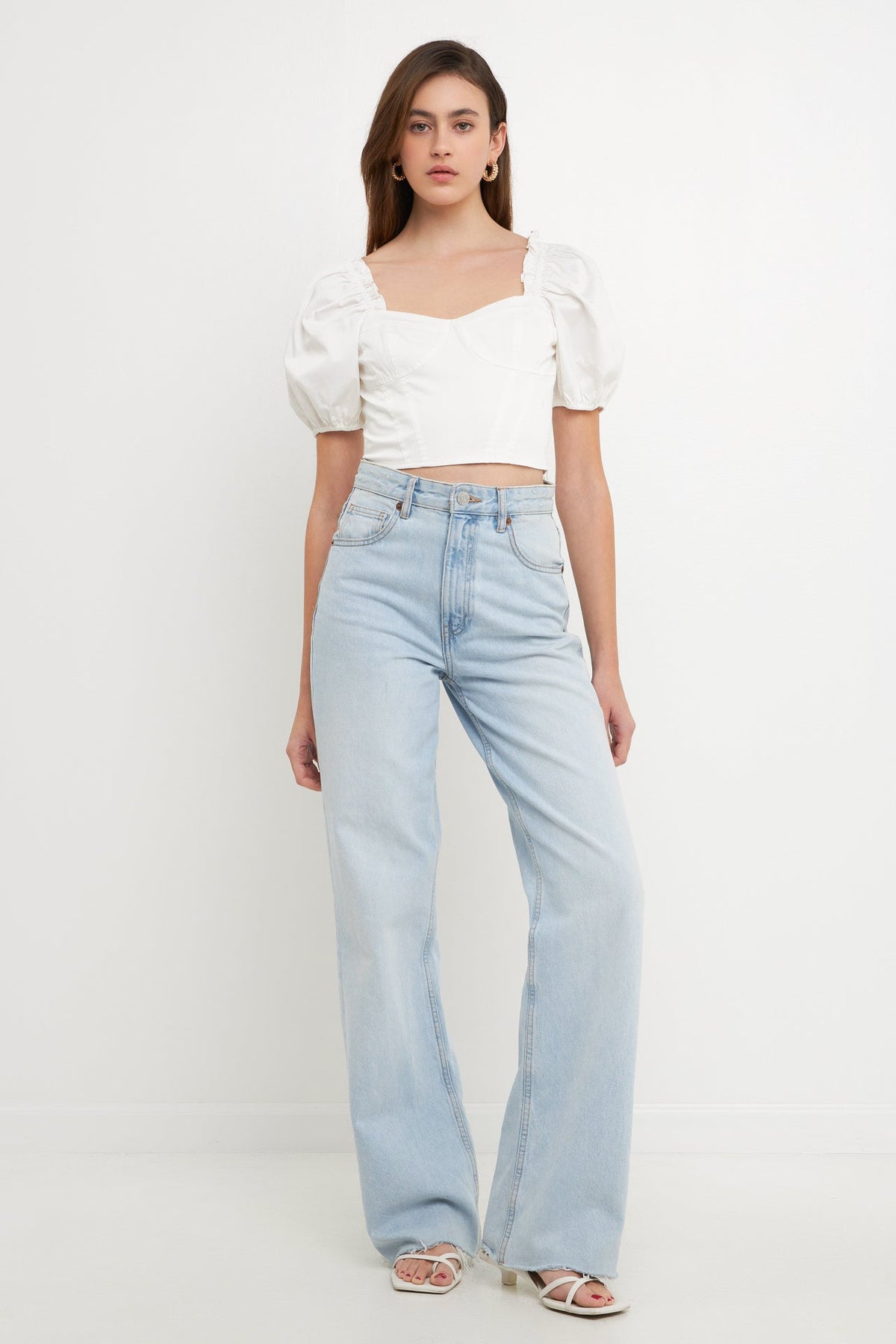ENDLESS ROSE - Short Puff Sleeve Cropped Top - TOPS available at Objectrare