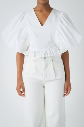 ENDLESS ROSE - Puff Sleeve Detail Top - TOPS available at Objectrare