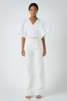 ENDLESS ROSE - Puff Sleeve Detail Top - TOPS available at Objectrare