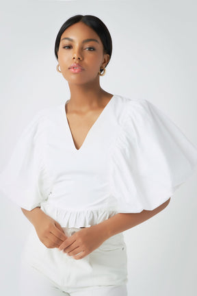 ENDLESS ROSE - Puff Sleeve Detail Top - TOPS available at Objectrare
