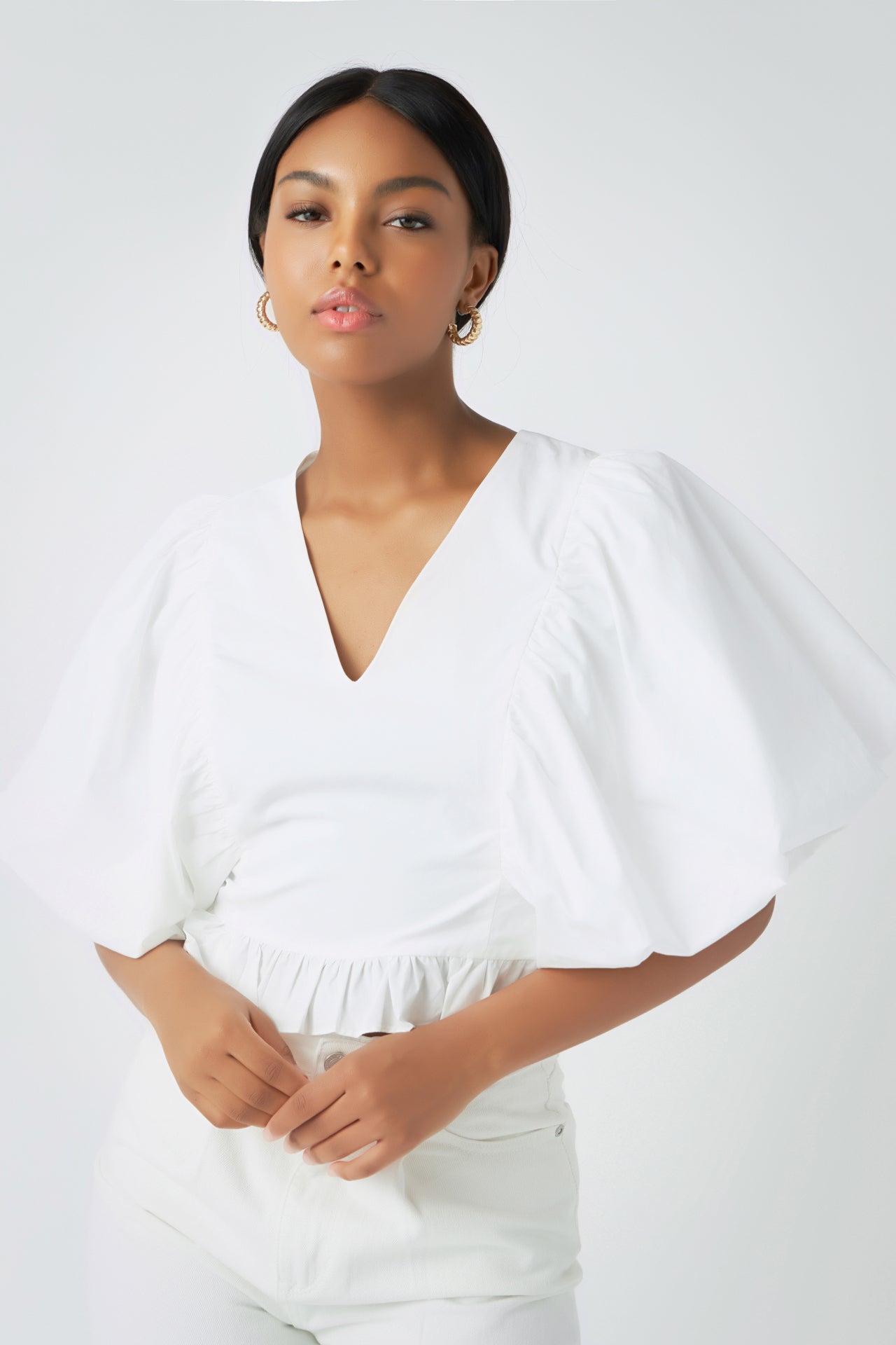 ENDLESS ROSE - Puff Sleeve Detail Top - TOPS available at Objectrare