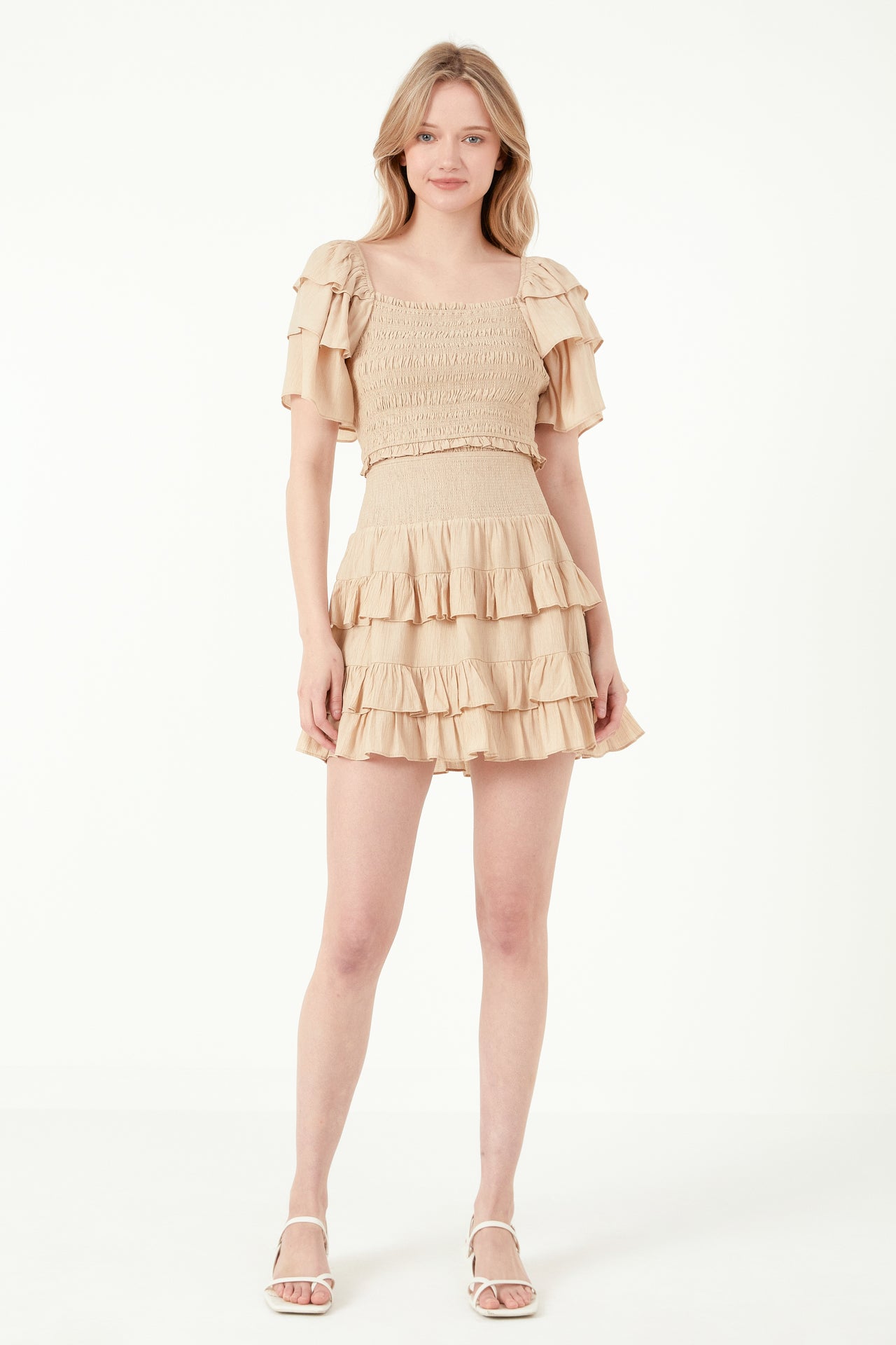 FREE THE ROSES - Smocked Ruffled Mini Skirt - SKIRTS available at Objectrare