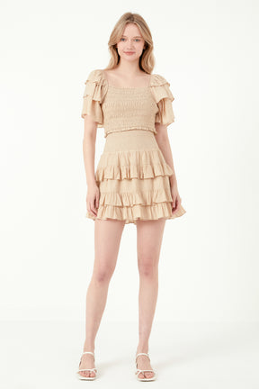 FREE THE ROSES - Smocked Ruffled Mini Skirt - SKIRTS available at Objectrare