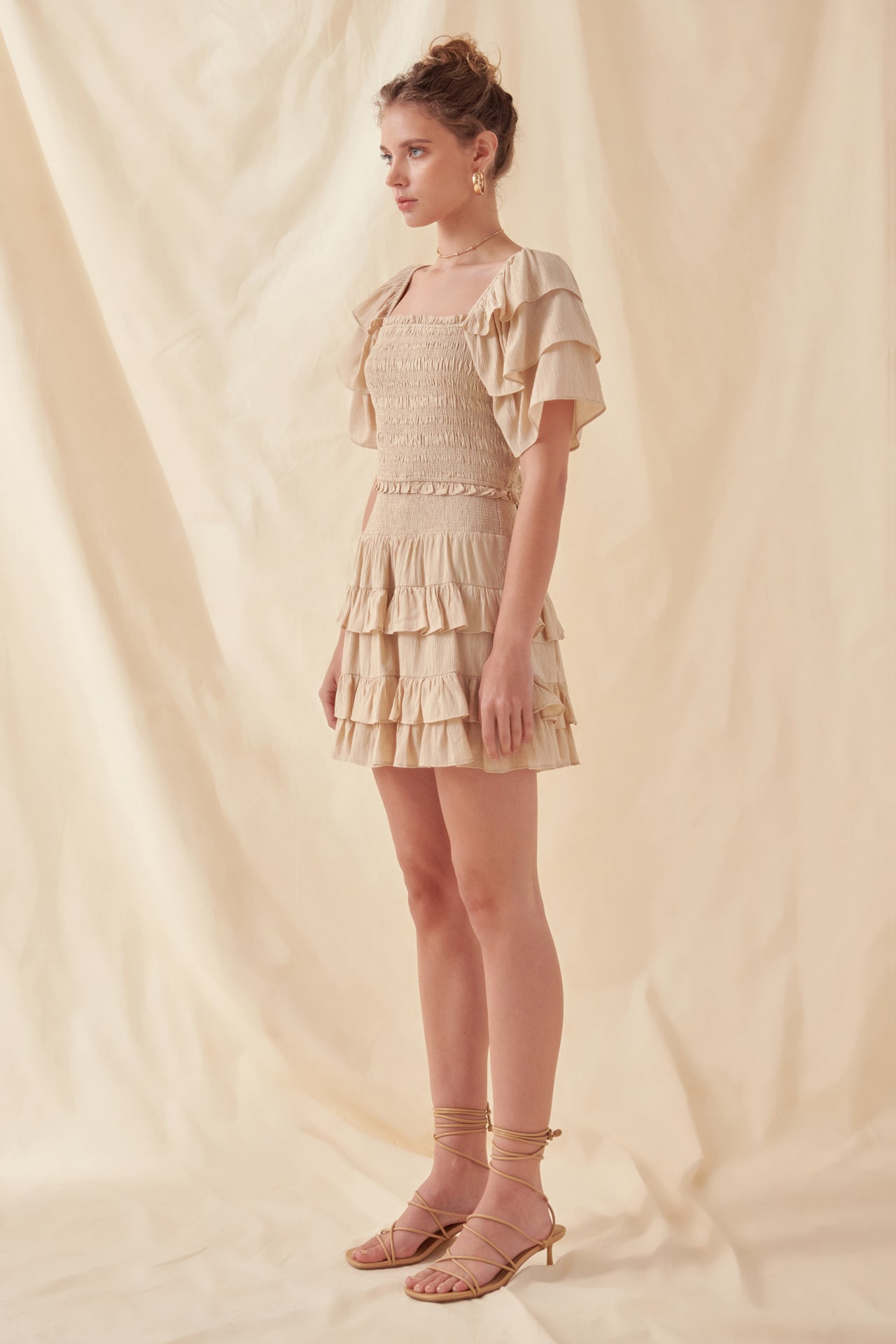 FREE THE ROSES - Free The Roses - Smocked Ruffled Mini Skirt - SKIRTS available at Objectrare