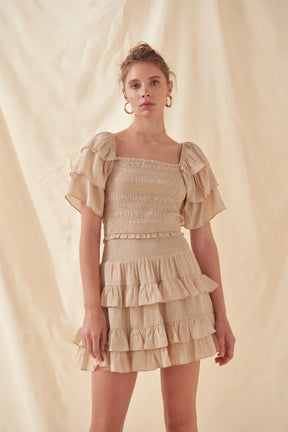 FREE THE ROSES - Free The Roses - Smocked Ruffled Mini Skirt - SKIRTS available at Objectrare