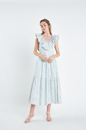 ENGLISH FACTORY - English Factory - Floral Ruffled Midi Dress - DRESSES available at Objectrare