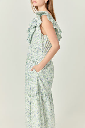 ENGLISH FACTORY - Floral Ruffled Midi Dress - DRESSES available at Objectrare
