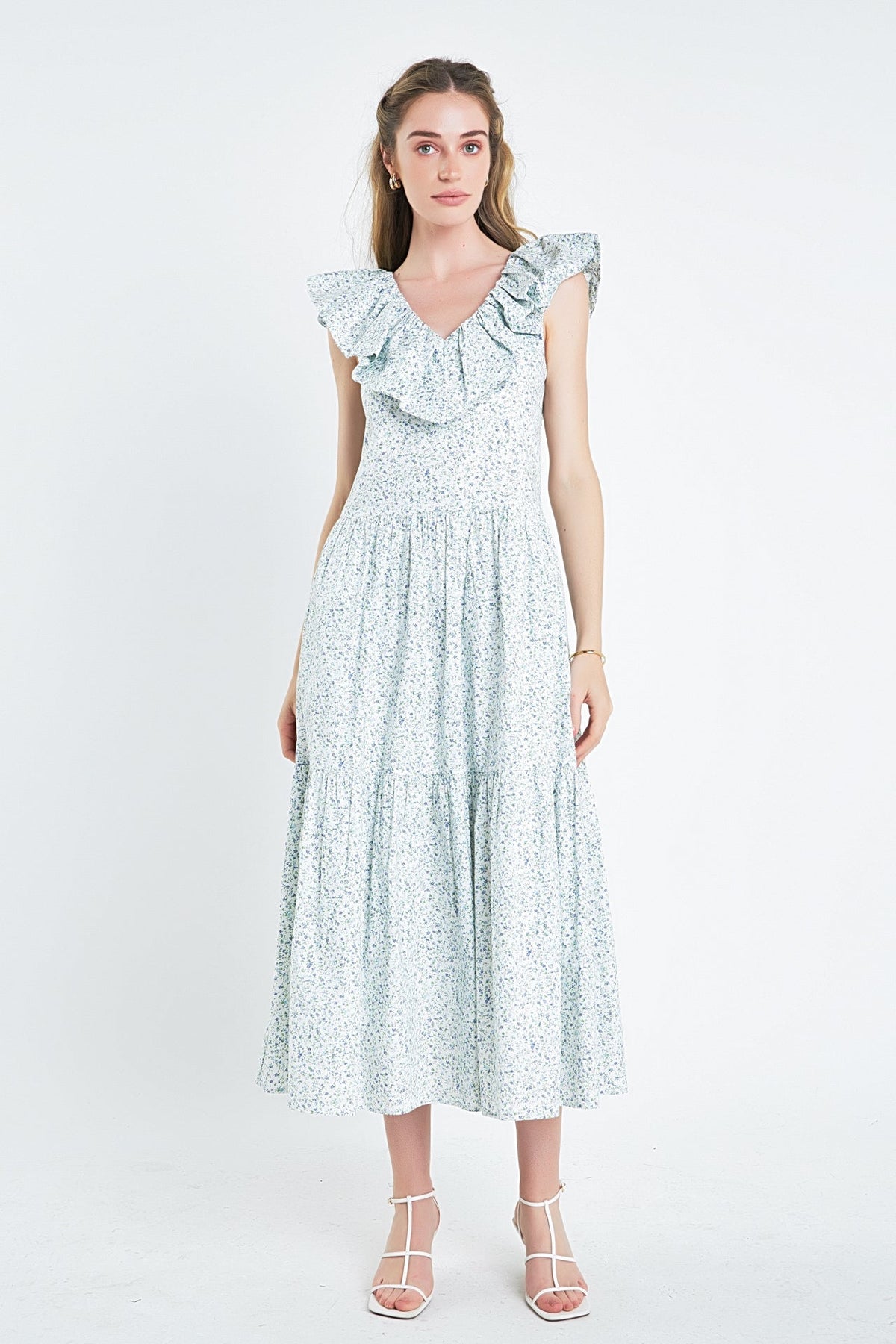 ENGLISH FACTORY - English Factory - Floral Ruffled Midi Dress - DRESSES available at Objectrare